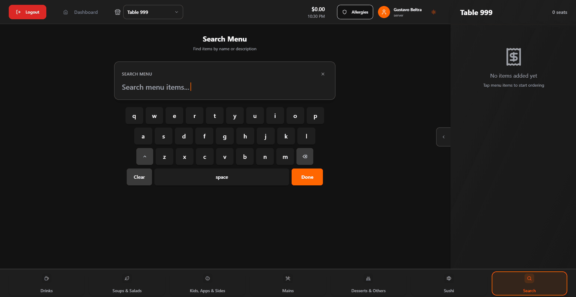Point of Sales Dark Mode